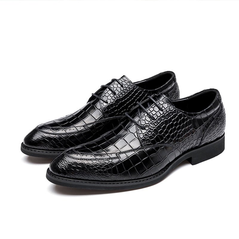 Formele Herenschoenen Luxe Crocgloss Klassieke Brogue-schoenen - Zwart