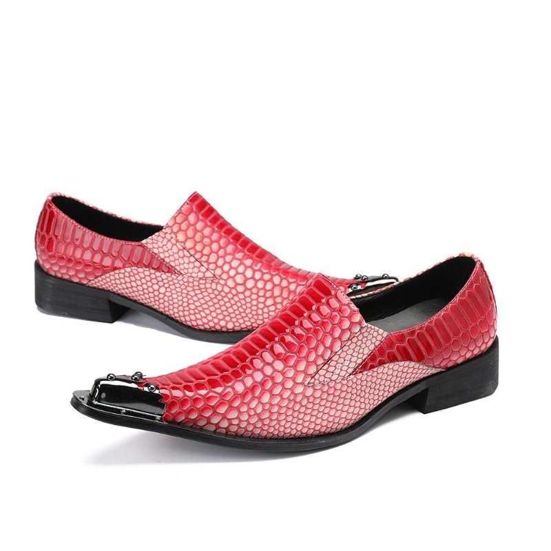 Formele Herenschoenen Luxe Crocstripe-loafers Met Exotisch Patroon - Rood