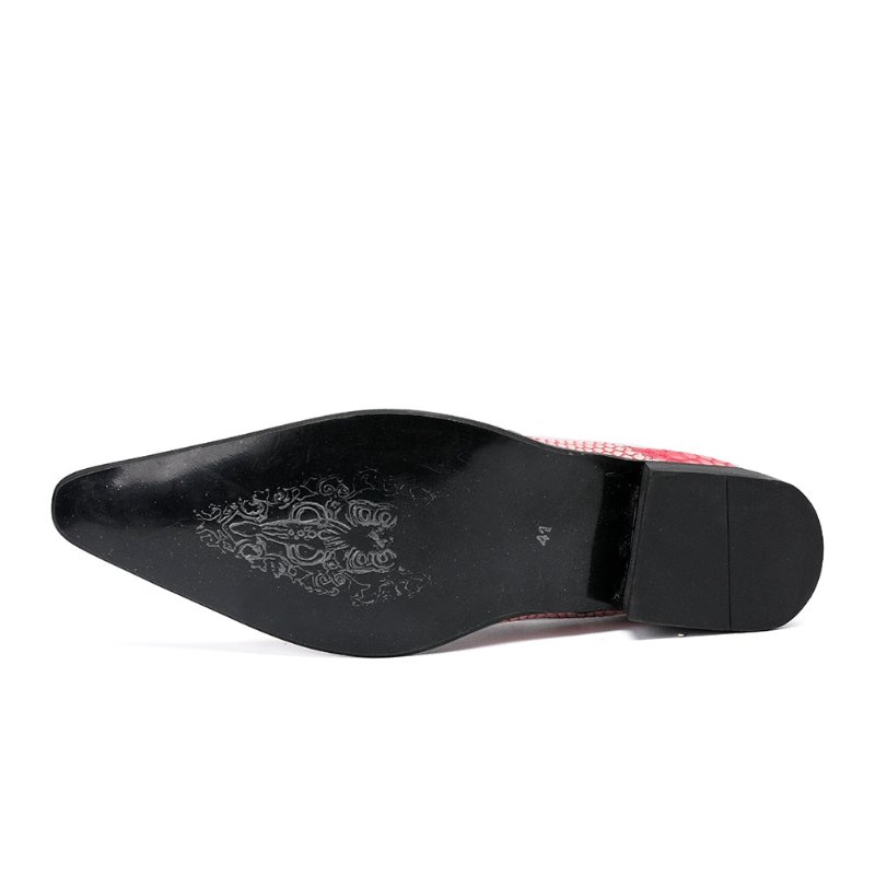 Formele Herenschoenen Luxe Crocstripe-loafers Met Exotisch Patroon - Rood