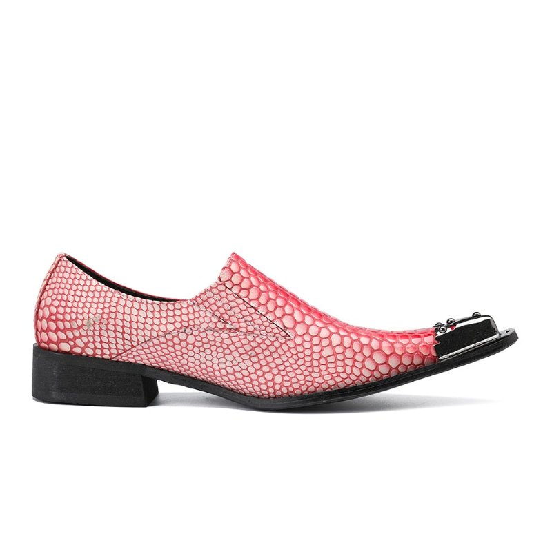 Formele Herenschoenen Luxe Crocstripe-loafers Met Exotisch Patroon - Rood