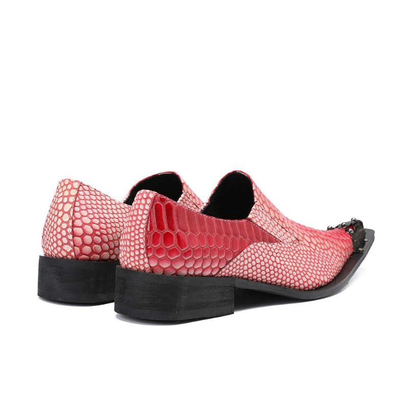 Formele Herenschoenen Luxe Crocstripe-loafers Met Exotisch Patroon - Rood