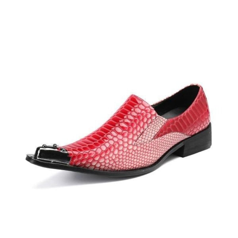 Formele Herenschoenen Luxe Crocstripe-loafers Met Exotisch Patroon - Rood