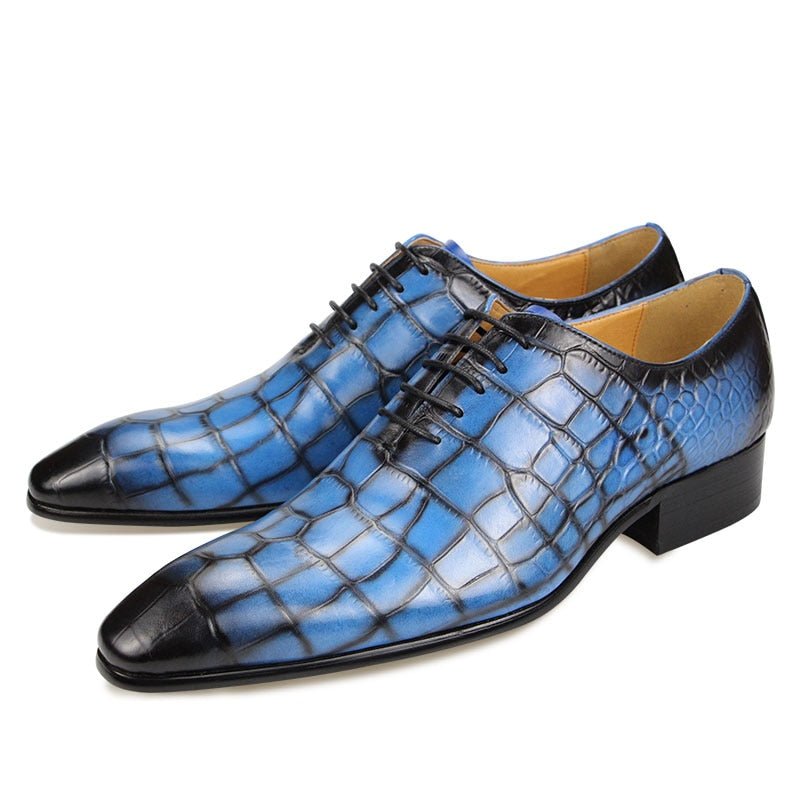 Formele Herenschoenen Luxe Croctex Oxford-schoenen Met Puntige Neus - Blauw