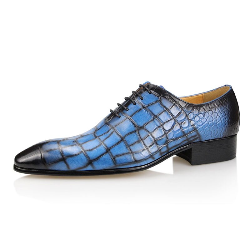 Formele Herenschoenen Luxe Croctex Oxford-schoenen Met Puntige Neus - Blauw