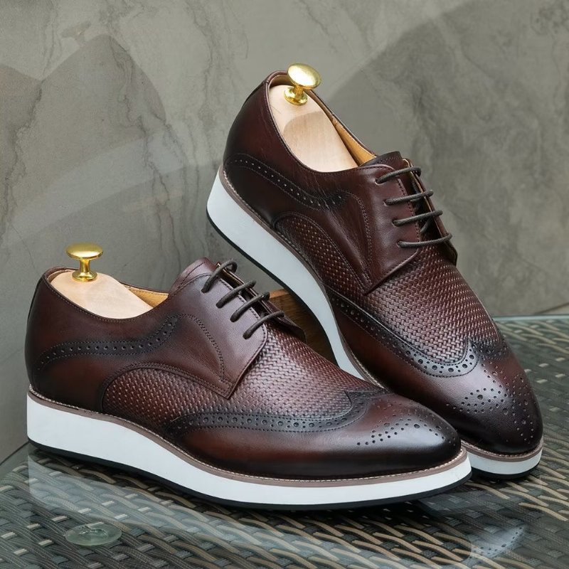 Formele Herenschoenen Luxe Derbyschoenen Met Exotisch Patroon - Koffie