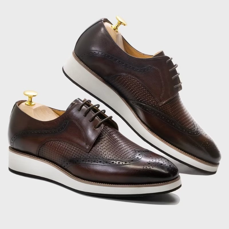 Formele Herenschoenen Luxe Derbyschoenen Met Exotisch Patroon - Koffie