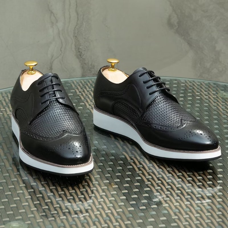 Formele Herenschoenen Luxe Derbyschoenen Met Exotisch Patroon - Zwart