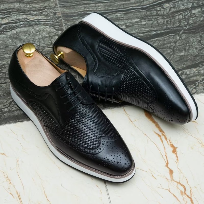 Formele Herenschoenen Luxe Derbyschoenen Met Exotisch Patroon - Zwart