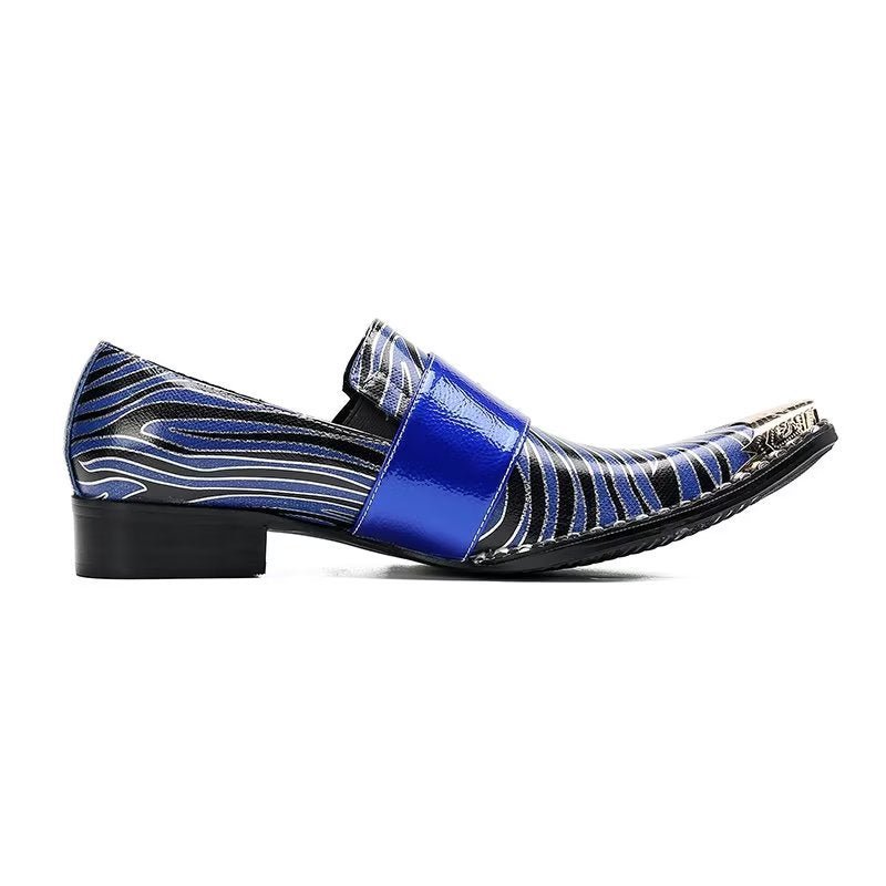 Formele Herenschoenen Luxe Exotisch Leer Monniksbandjes Met Vierkante Neus - Blauw