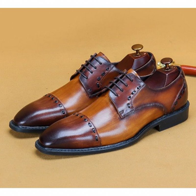 Formele Herenschoenen Luxe Exotische Glanzende Designer Brogue-kledingschoenen - Koffie