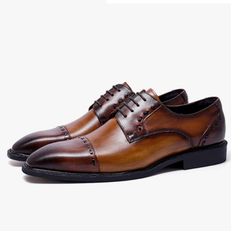 Formele Herenschoenen Luxe Exotische Glanzende Designer Brogue-kledingschoenen - Koffie