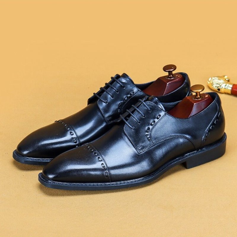 Formele Herenschoenen Luxe Exotische Glanzende Designer Brogue-kledingschoenen - Zwart