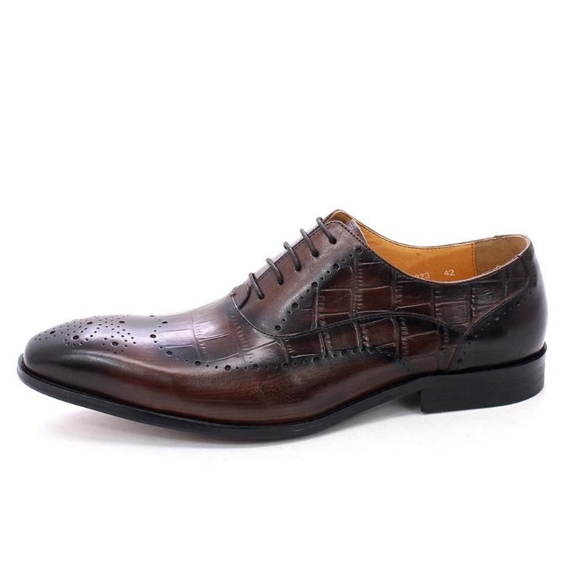 Formele Herenschoenen Luxe Krokodillenleer Brogue Oxford-kledingschoenen - Koffie