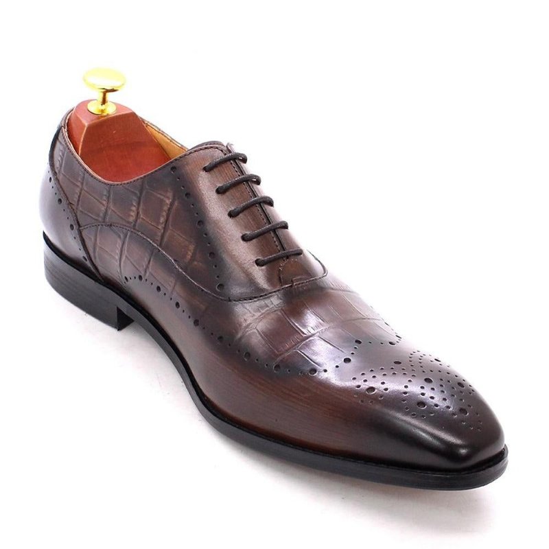 Formele Herenschoenen Luxe Krokodillenleer Brogue Oxford-kledingschoenen - Koffie