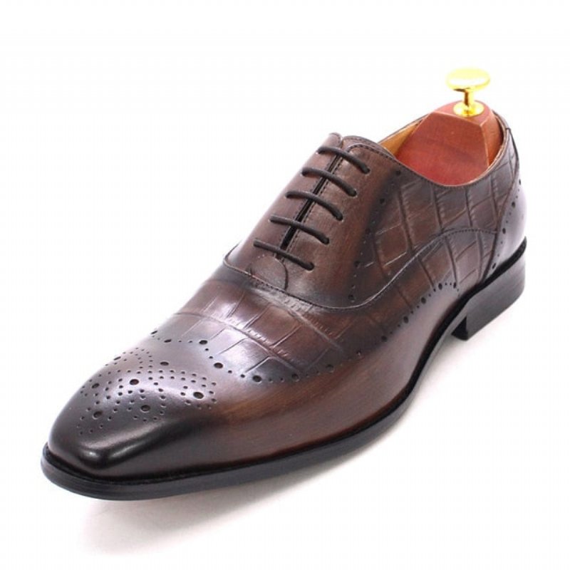 Formele Herenschoenen Luxe Krokodillenleer Brogue Oxford-kledingschoenen - Koffie