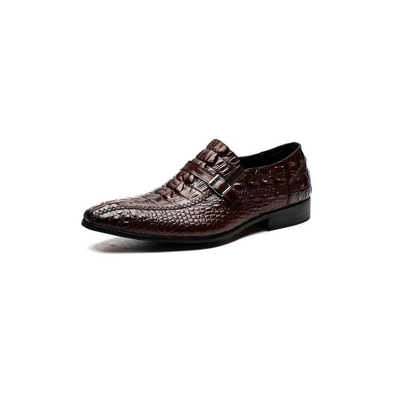 Formele Herenschoenen Luxe Krokodillenleer Oxford-schoenen Met Gesp - Rood