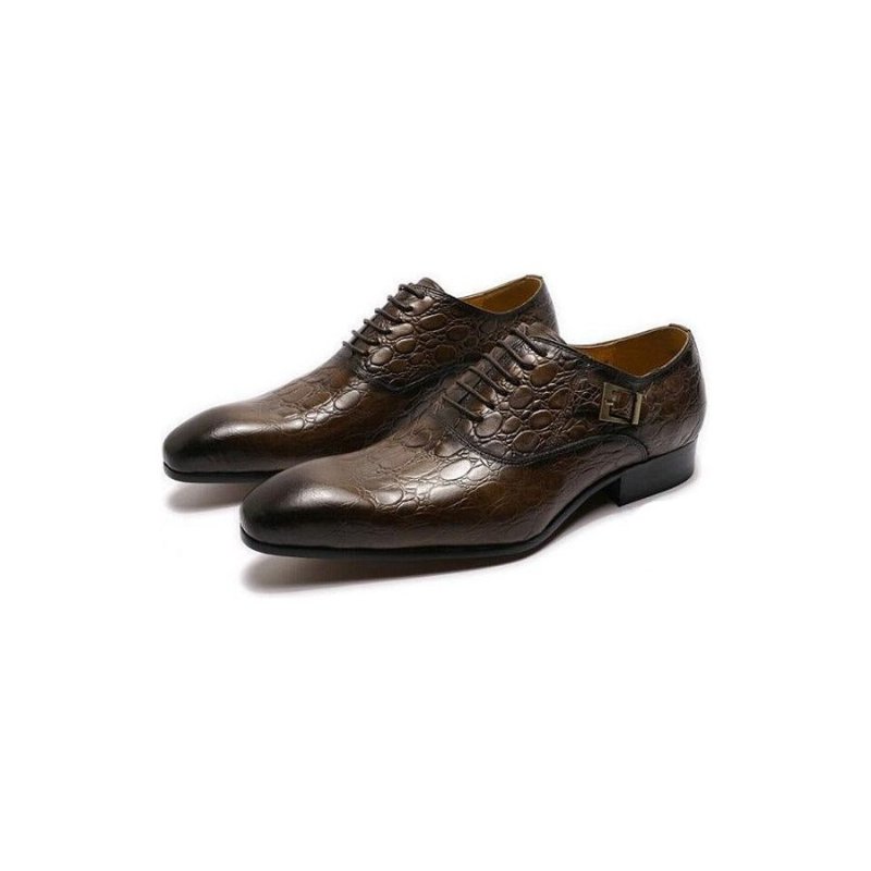 Formele Herenschoenen Luxe Krokodillenleer Oxford-schoenen Met Puntige Neus - Koffie