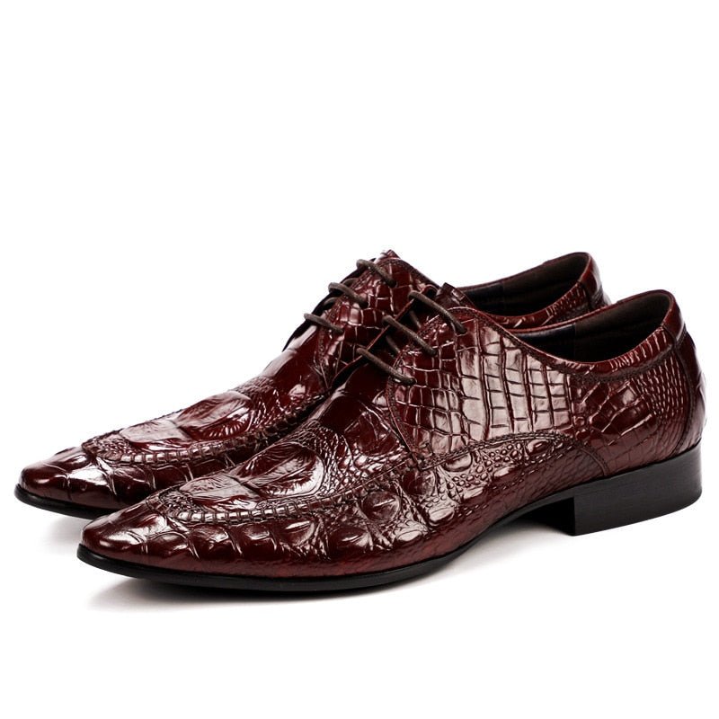 Formele Herenschoenen Luxe Krokodillenleren Oxford-kledingschoenen - Rood