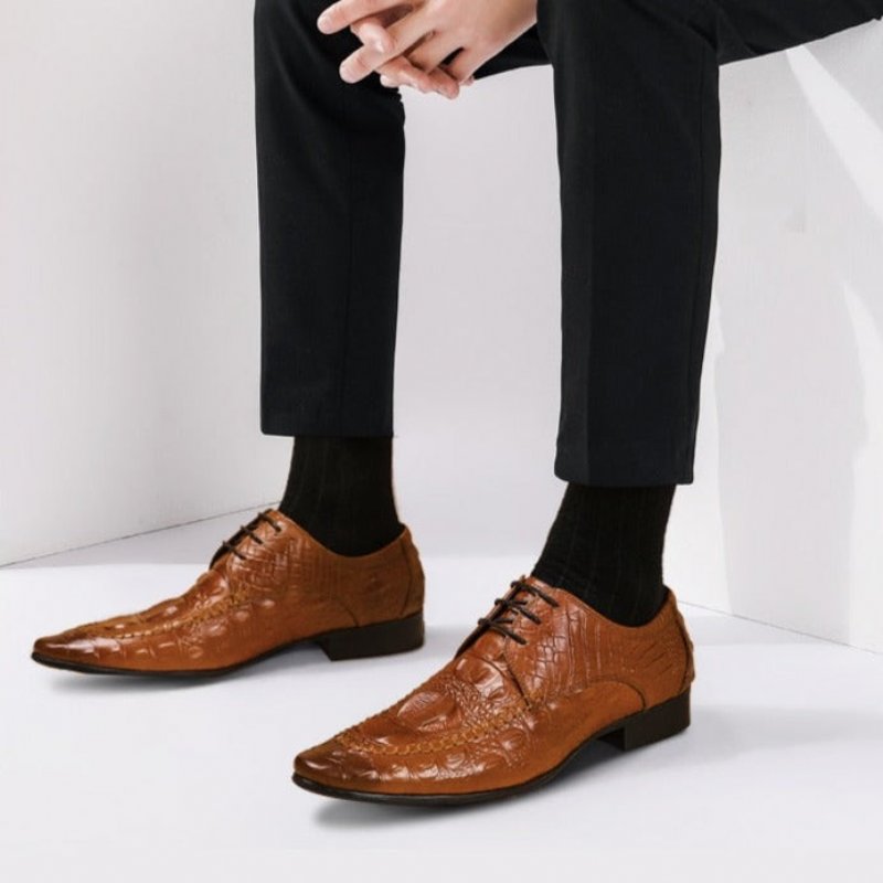 Formele Herenschoenen Luxe Krokodillenleren Oxford-kledingschoenen - Bruin