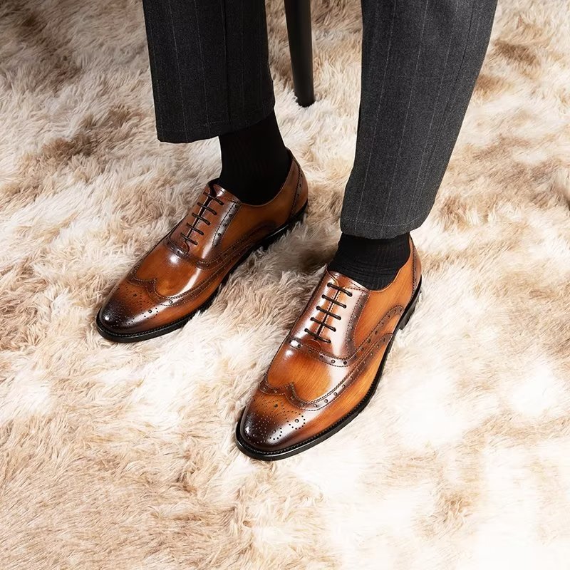 Formele Herenschoenen Luxe Lederen Brogue-schoenen - Koffie