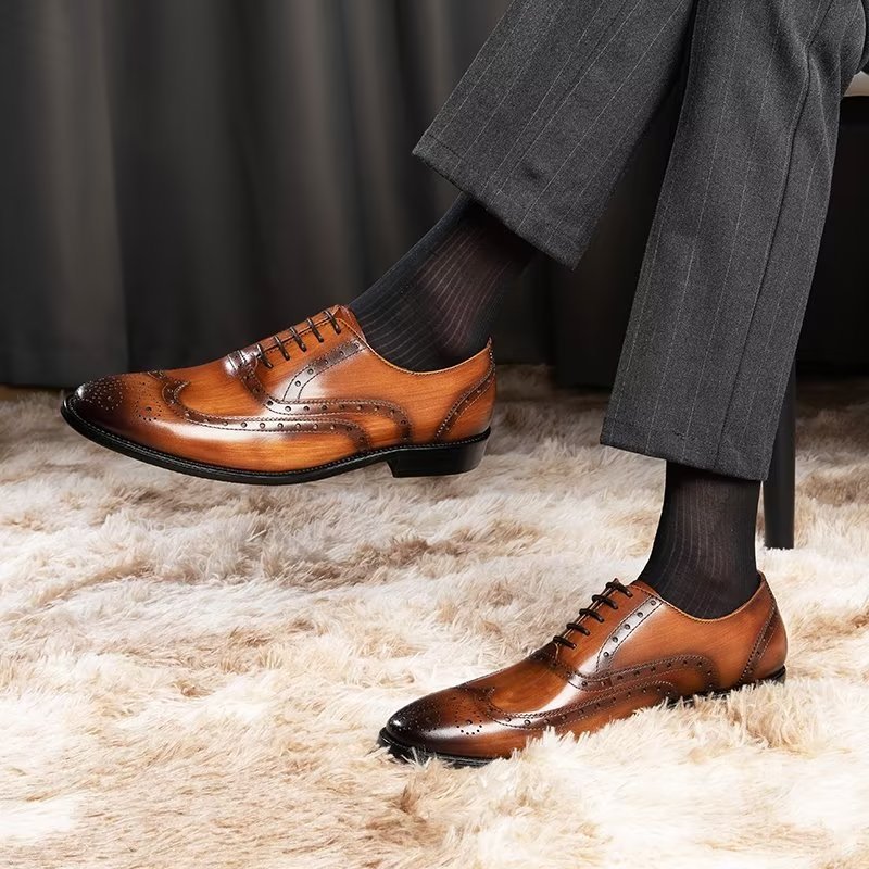 Formele Herenschoenen Luxe Lederen Brogue-schoenen - Koffie