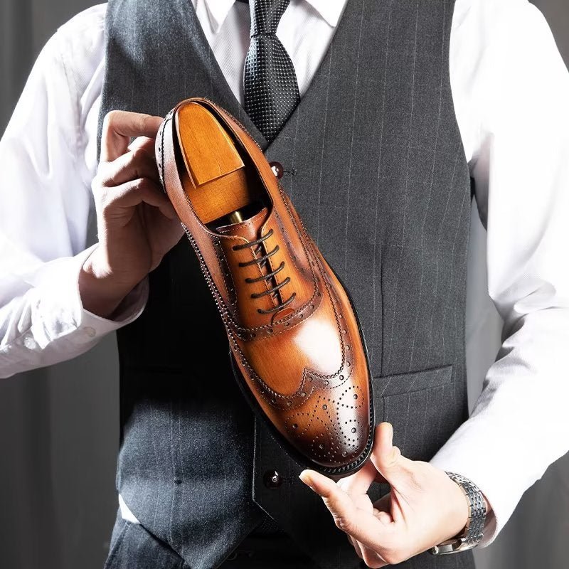 Formele Herenschoenen Luxe Lederen Brogue-schoenen - Koffie