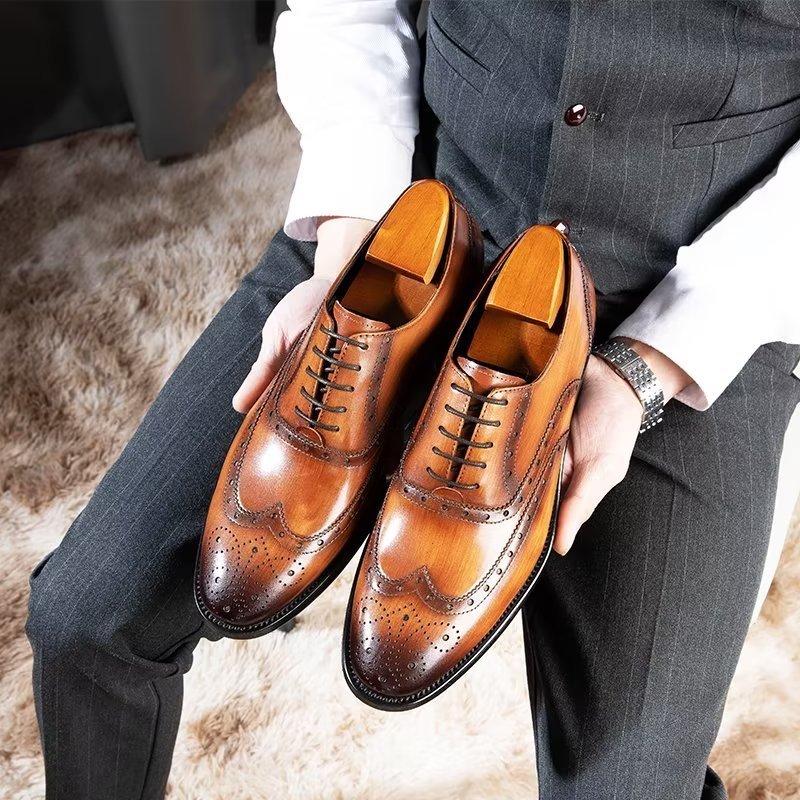 Formele Herenschoenen Luxe Lederen Brogue-schoenen - Koffie