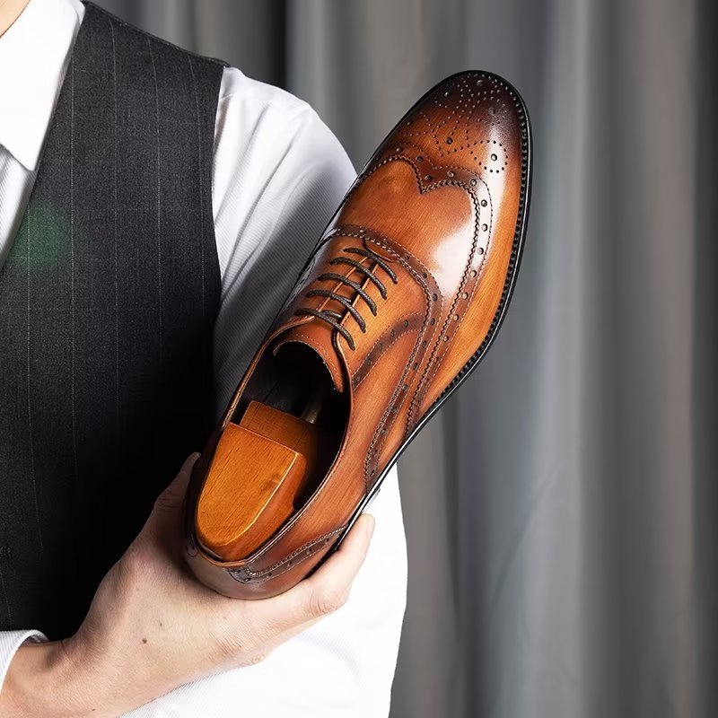 Formele Herenschoenen Luxe Lederen Brogue-schoenen - Koffie