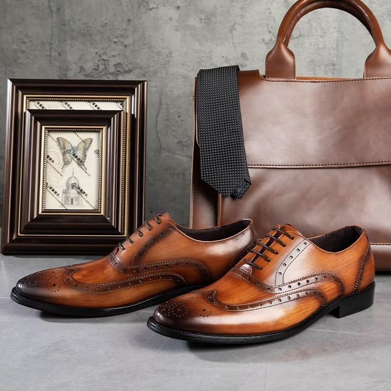 Formele Herenschoenen Luxe Lederen Brogue-schoenen - Koffie