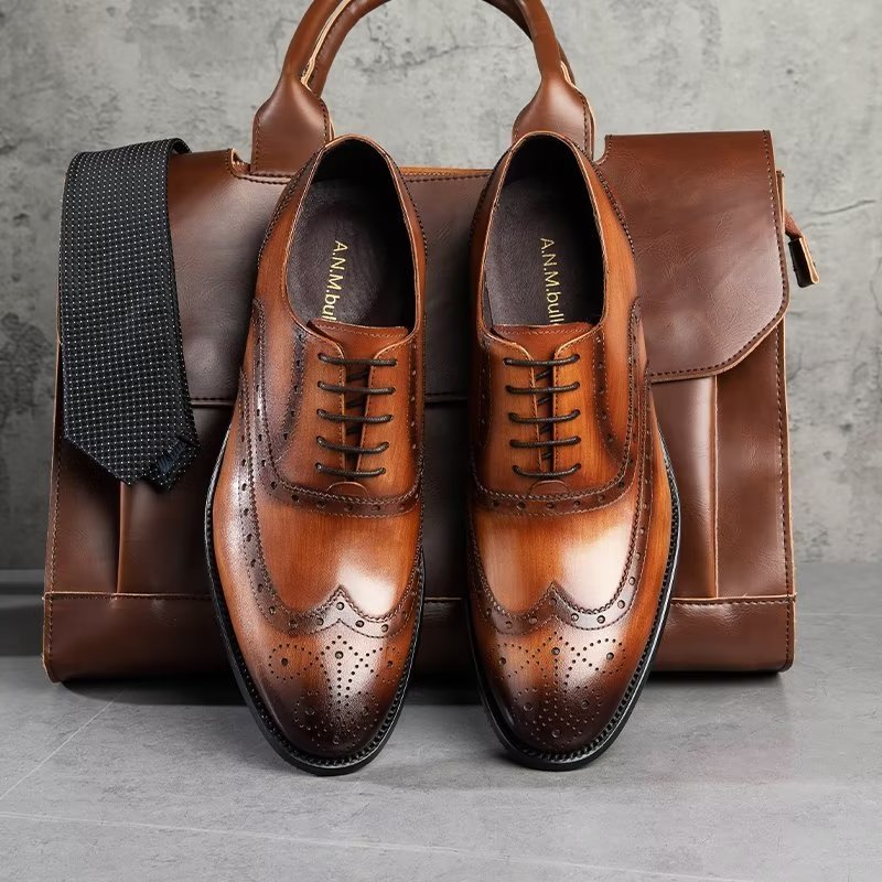 Formele Herenschoenen Luxe Lederen Brogue-schoenen - Koffie