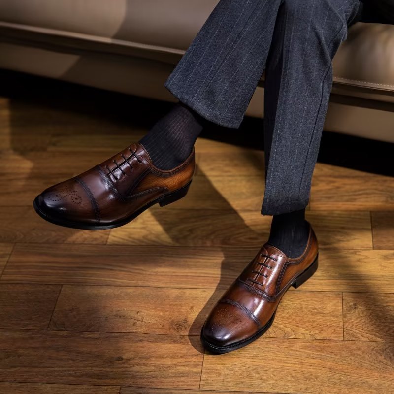 Formele Herenschoenen Luxe Lederen Elegantie Oxford-kledingschoenen - Koffie