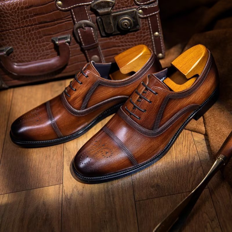 Formele Herenschoenen Luxe Lederen Elegantie Oxford-kledingschoenen - Koffie