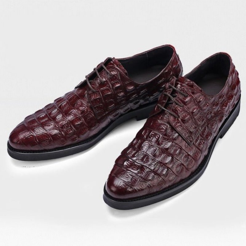 Formele Herenschoenen Luxe Lederen Oxford-brogues Met Reliëf - Rood