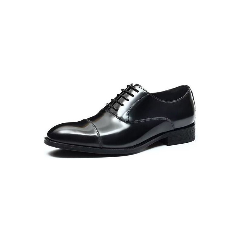 Formele Herenschoenen Luxe Lederen Oxford-schoenen Met Ronde Neus - Zwart