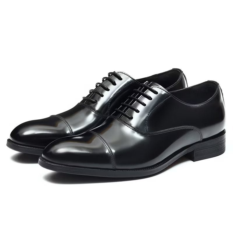 Formele Herenschoenen Luxe Lederen Oxford-schoenen Met Ronde Neus - Zwart