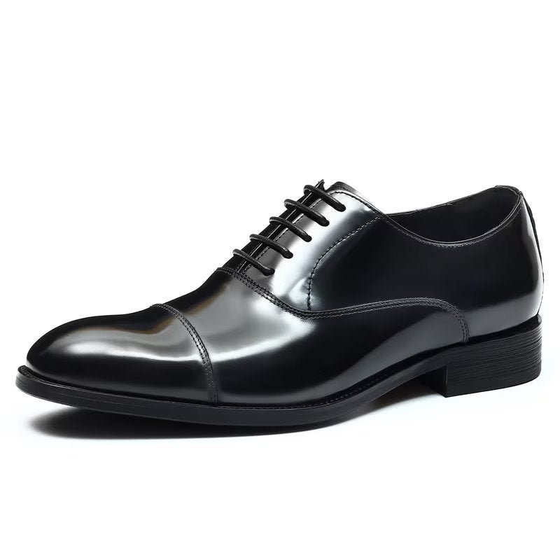 Formele Herenschoenen Luxe Lederen Oxford-schoenen Met Ronde Neus - Zwart