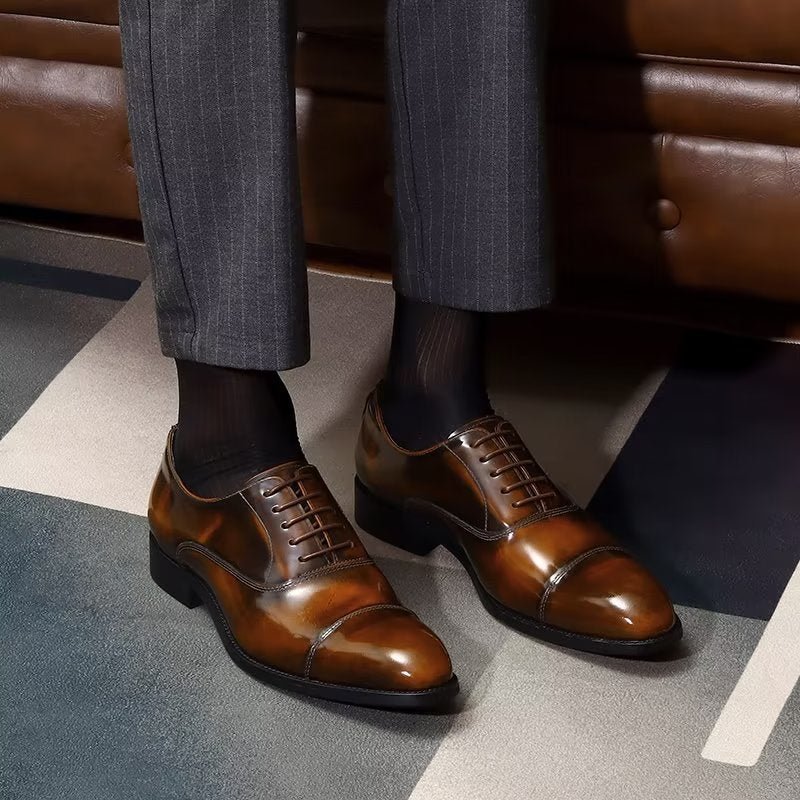 Formele Herenschoenen Luxe Lederen Oxford-schoenen Met Ronde Neus - Koffie