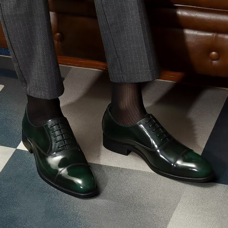 Formele Herenschoenen Luxe Lederen Oxford-schoenen Met Ronde Neus - Groen