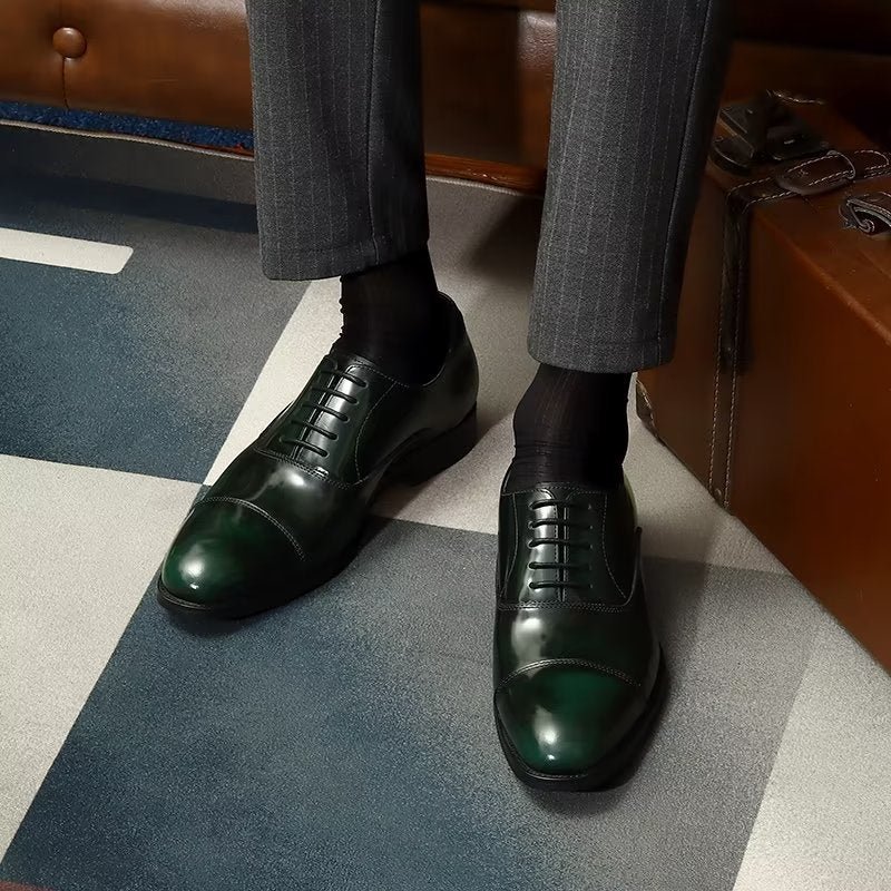 Formele Herenschoenen Luxe Lederen Oxford-schoenen Met Ronde Neus - Groen