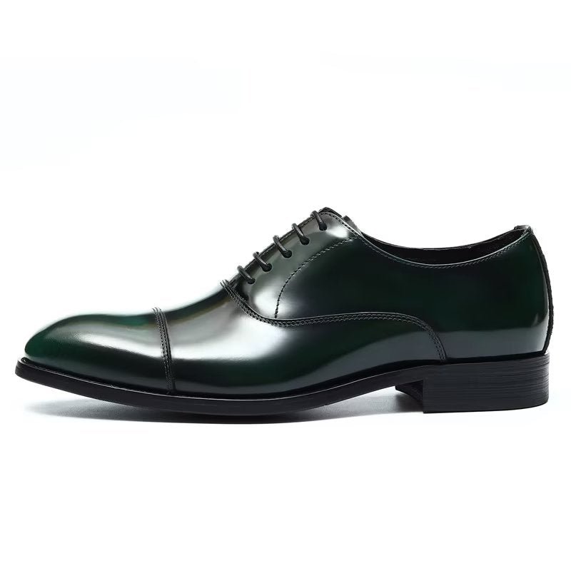 Formele Herenschoenen Luxe Lederen Oxford-schoenen Met Ronde Neus - Groen