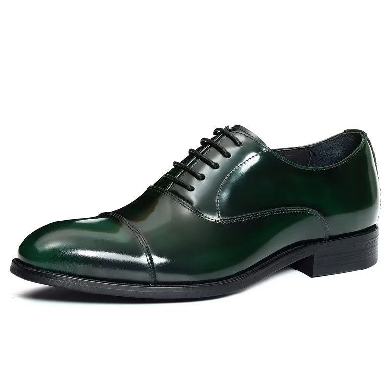 Formele Herenschoenen Luxe Lederen Oxford-schoenen Met Ronde Neus - Groen