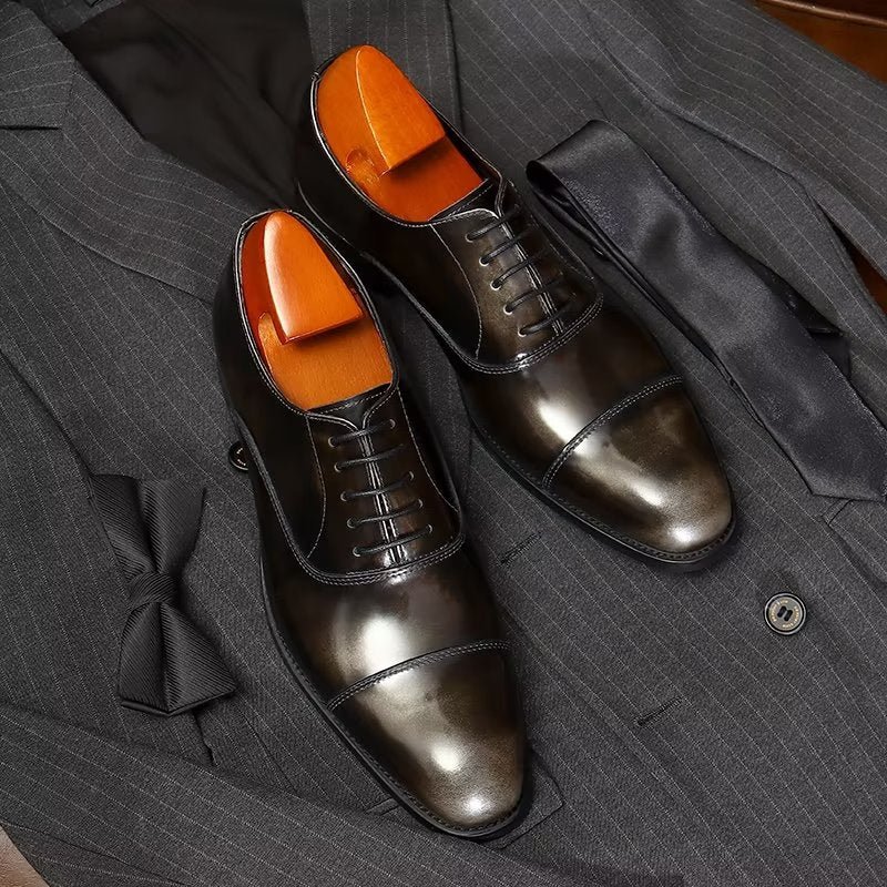 Formele Herenschoenen Luxe Lederen Oxford-schoenen Met Ronde Neus - Grijs