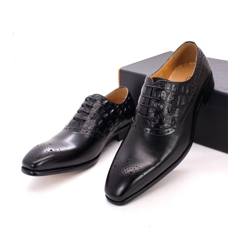 Formele Herenschoenen Luxe Leren Brogue Oxford-schoenen - Zwart