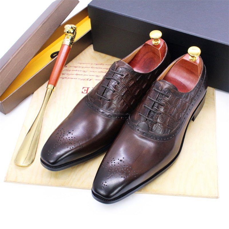 Formele Herenschoenen Luxe Leren Brogue Oxford-schoenen - Koffie