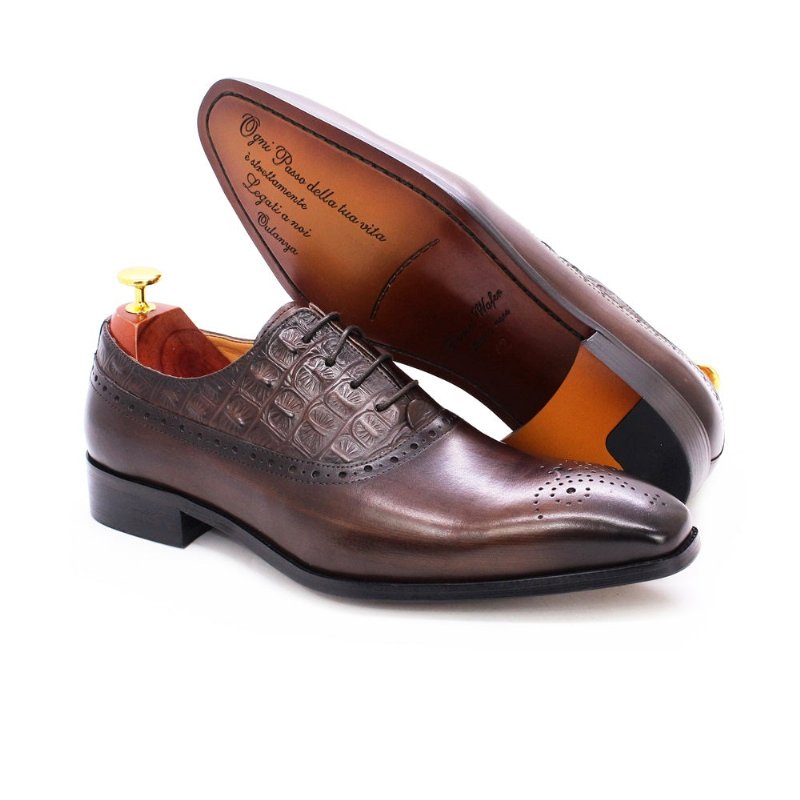 Formele Herenschoenen Luxe Leren Brogue Oxford-schoenen - Koffie