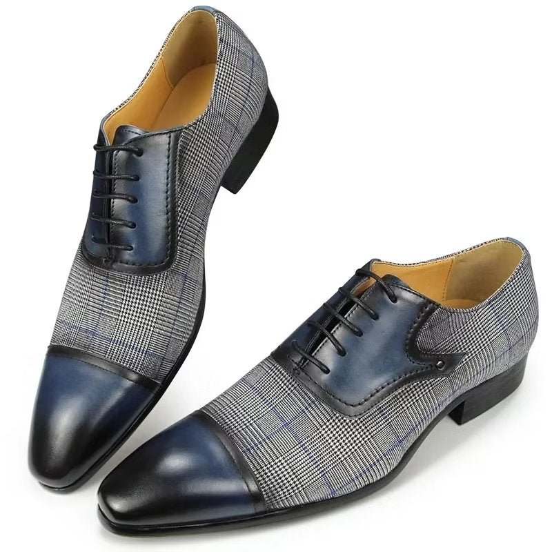 Formele Herenschoenen Luxe Leren Elegante Brogue Oxford-bruiloftschoenen - Blauw