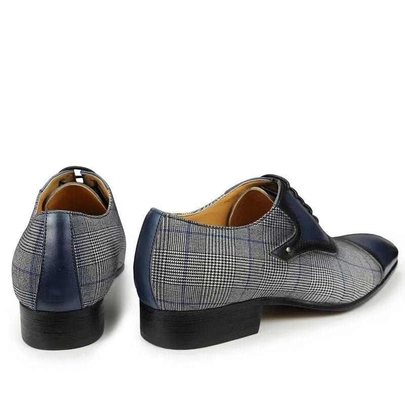 Formele Herenschoenen Luxe Leren Elegante Brogue Oxford-bruiloftschoenen - Blauw