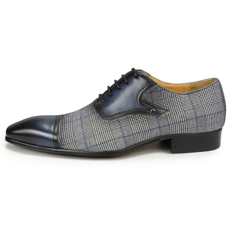 Formele Herenschoenen Luxe Leren Elegante Brogue Oxford-bruiloftschoenen - Blauw