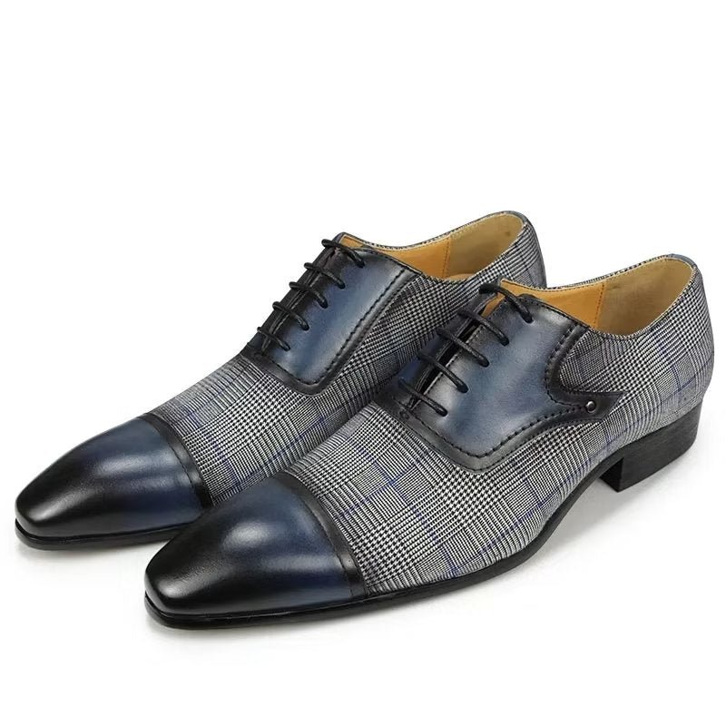 Formele Herenschoenen Luxe Leren Elegante Brogue Oxford-bruiloftschoenen - Blauw