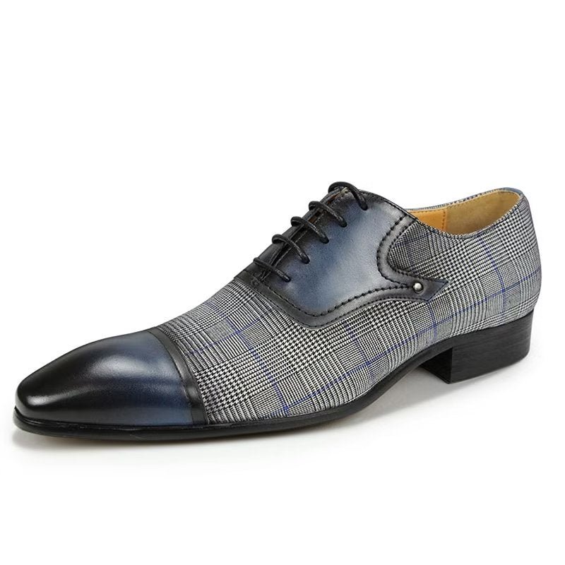 Formele Herenschoenen Luxe Leren Elegante Brogue Oxford-bruiloftschoenen - Blauw